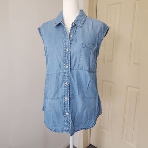 Merona Blue Sleeveless Rayon Top